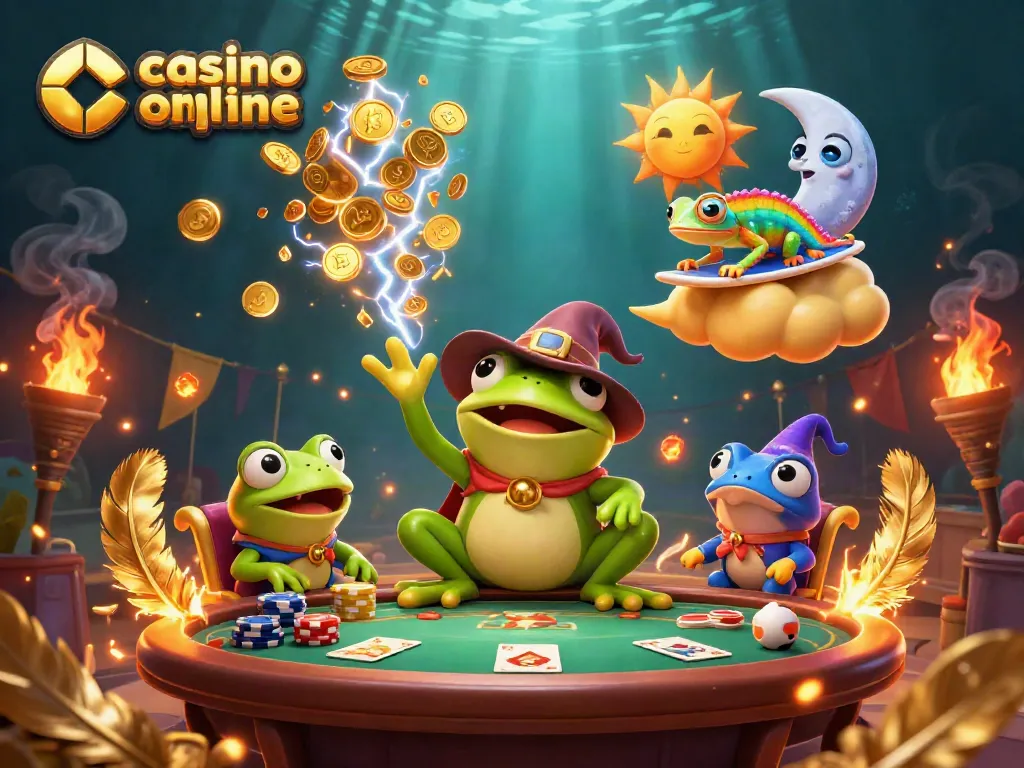 Juega en el casino online español con cartas y fichas en una ilustración dinámica y vibrante.