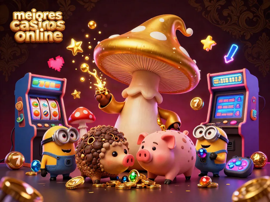 Disfruta de juegos en los mejores casinos online con estilo, colores vibrantes y magia dorada.