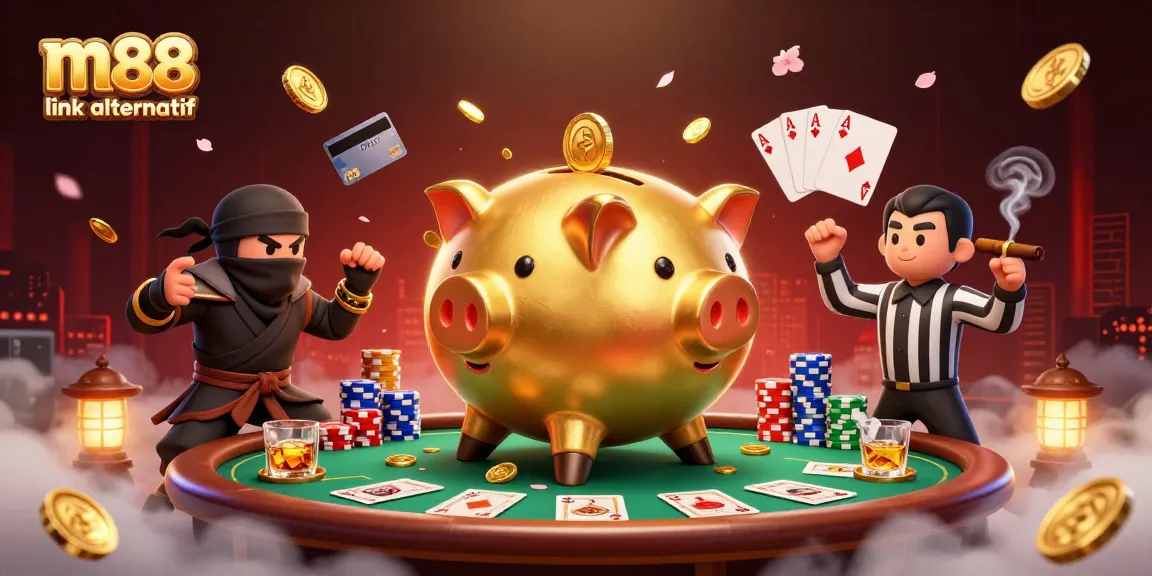 Experience thrilling gameplay with the m88 link alternatif in a vibrant 3D casino scene packed with excitement.