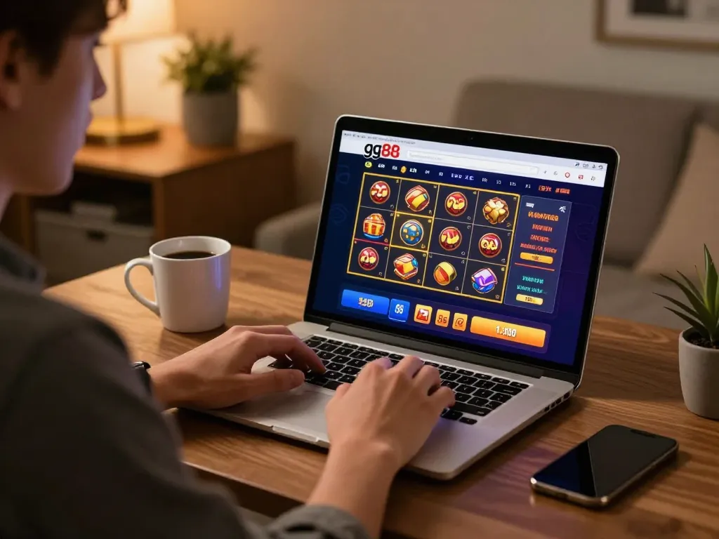 Experience thrilling online gaming at gg88 with engaging slots and promotions in a cozy home setting.