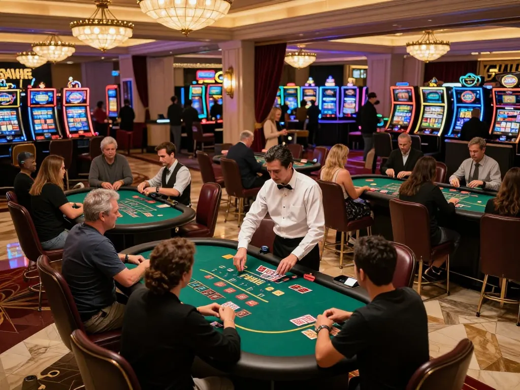 Players engaging in strategic gameplay at TR88 blackjack tables in a vibrant casino atmosphere.
