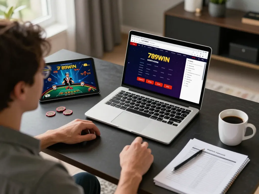 Engaging gaming session using the 789WIN platform, illustrating sports betting strategies in a modern setup.