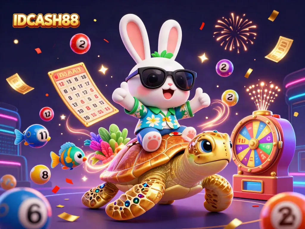 Play thrilling games at IDCASH88 with vibrant 3D characters amidst colorful gambling elements.