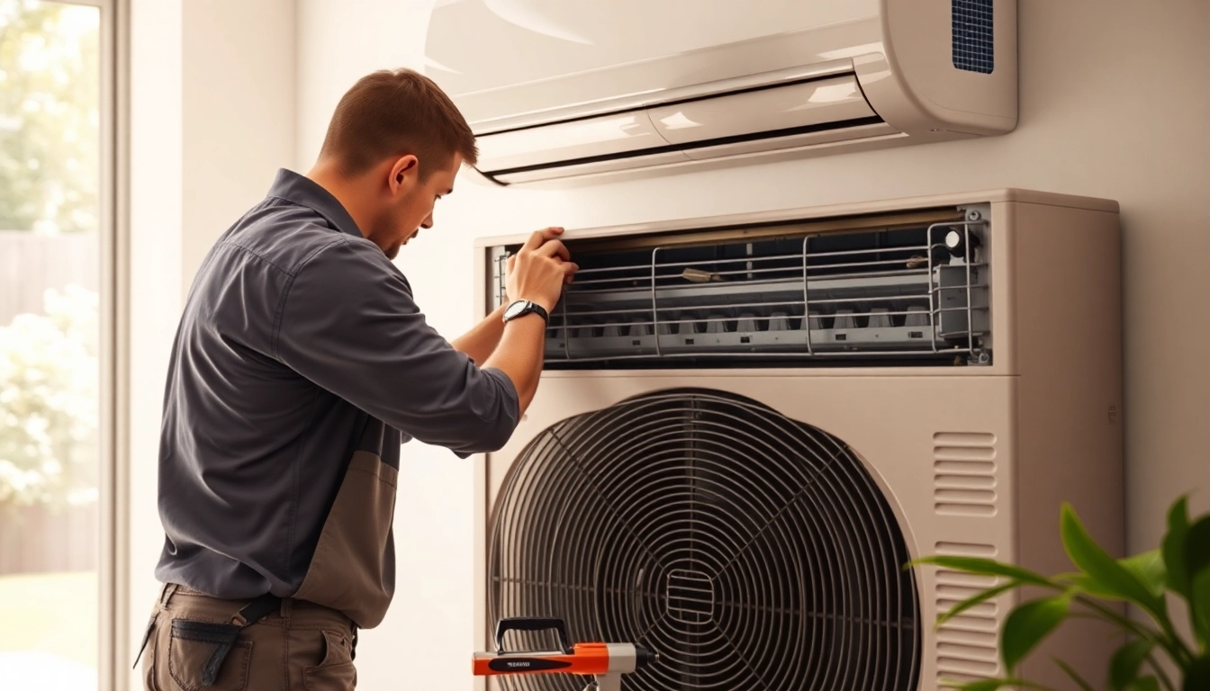 Experienced technician performing AC Repair Tampa service in a sunny residential environment.