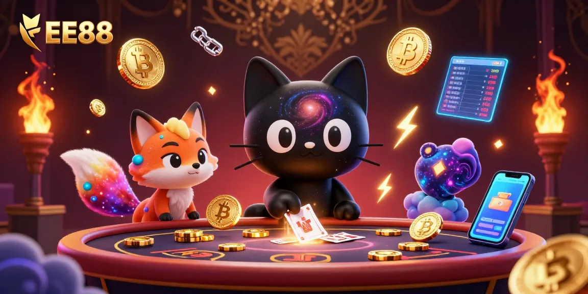 Engage with EE88 at a vibrant cosmic casino featuring animated elements and a unique galactic theme.