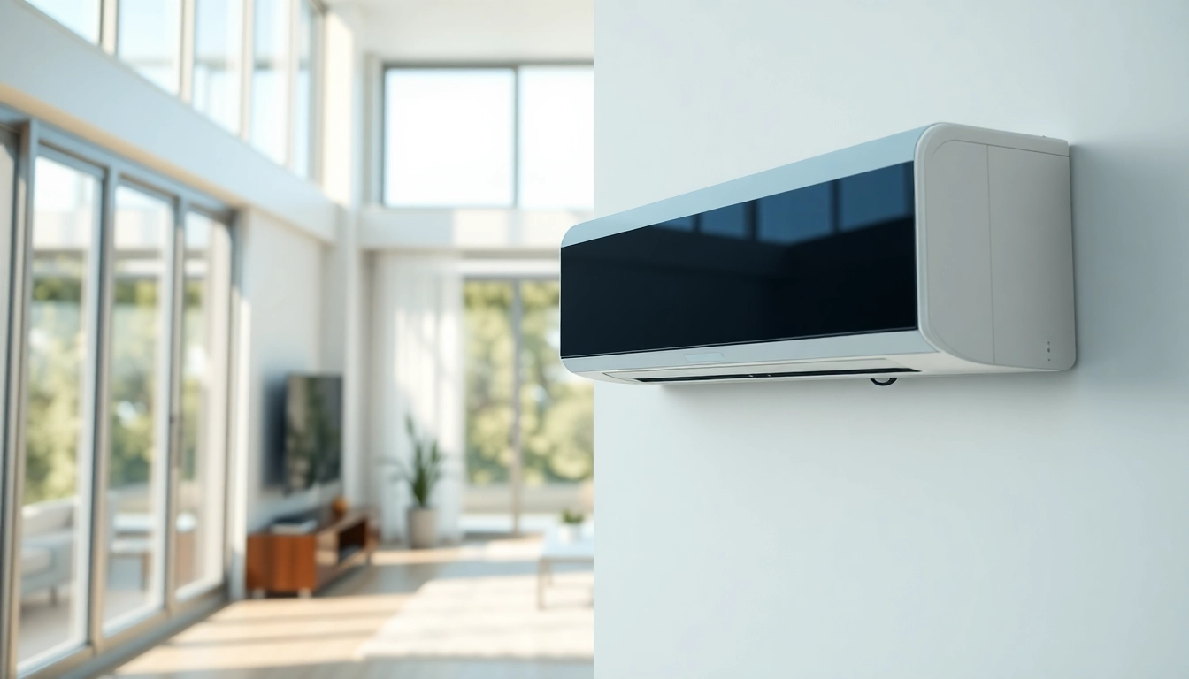 Install mini split ac system in a stylish living room demonstrating modern design.