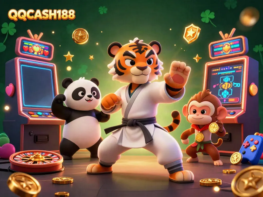 Experience thrilling gameplay at QQCASH188 with colorful slot machines and dynamic characters!