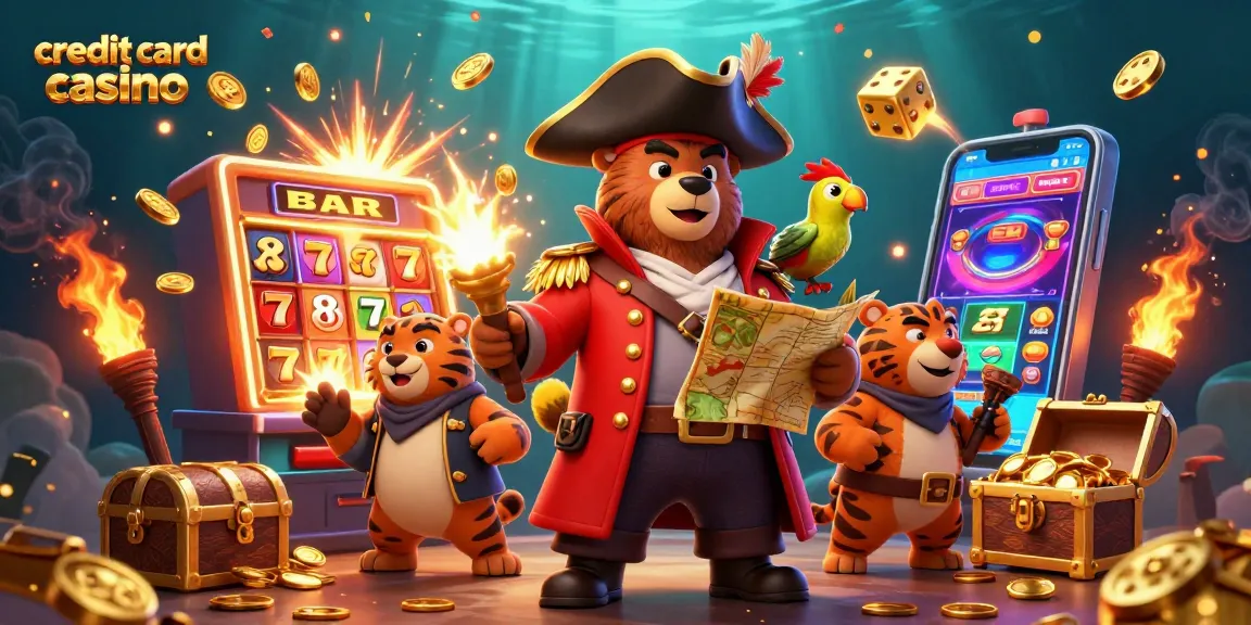 Join the adventure at a credit card casino with a pirate captain, tiger first mate, and golden treasures!
