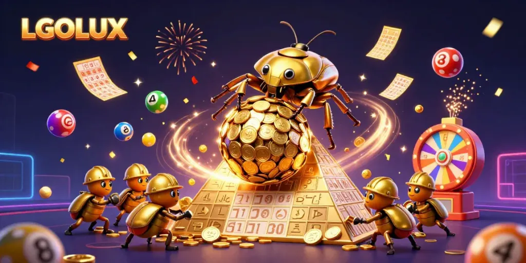 Experience thrilling jackpots at LGOLUX with vibrant casino illustrations showcasing exciting gameplay elements.