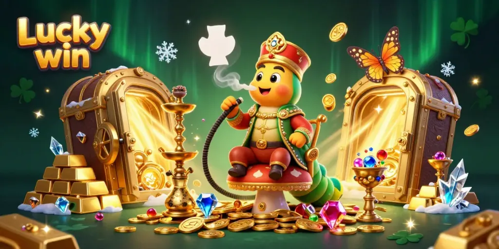 Experience the thrill of Lucky win with this vibrant and dynamic 3D casino illustration.