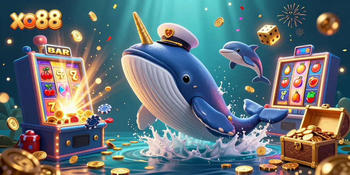 Experience the thrill of xo88 with a vibrant underwater casino scene featuring a whale, narwhal, and dolphins.