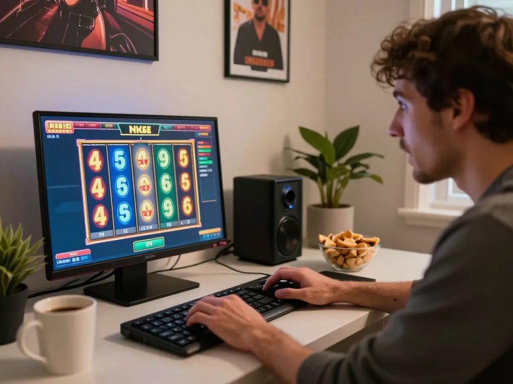 Enjoying a dynamic online gaming experience on nk88 with slot reels showcasing exciting near-wins