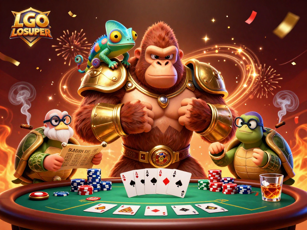 Engage with thrilling gaming adventures at LGOSUPER, featuring vibrant characters and dynamic casino elements.