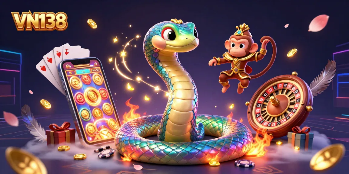 Engage in thrilling cockfighting action with VN138 in an ultra-detailed 3D illustration showcasing vibrant casino elements.