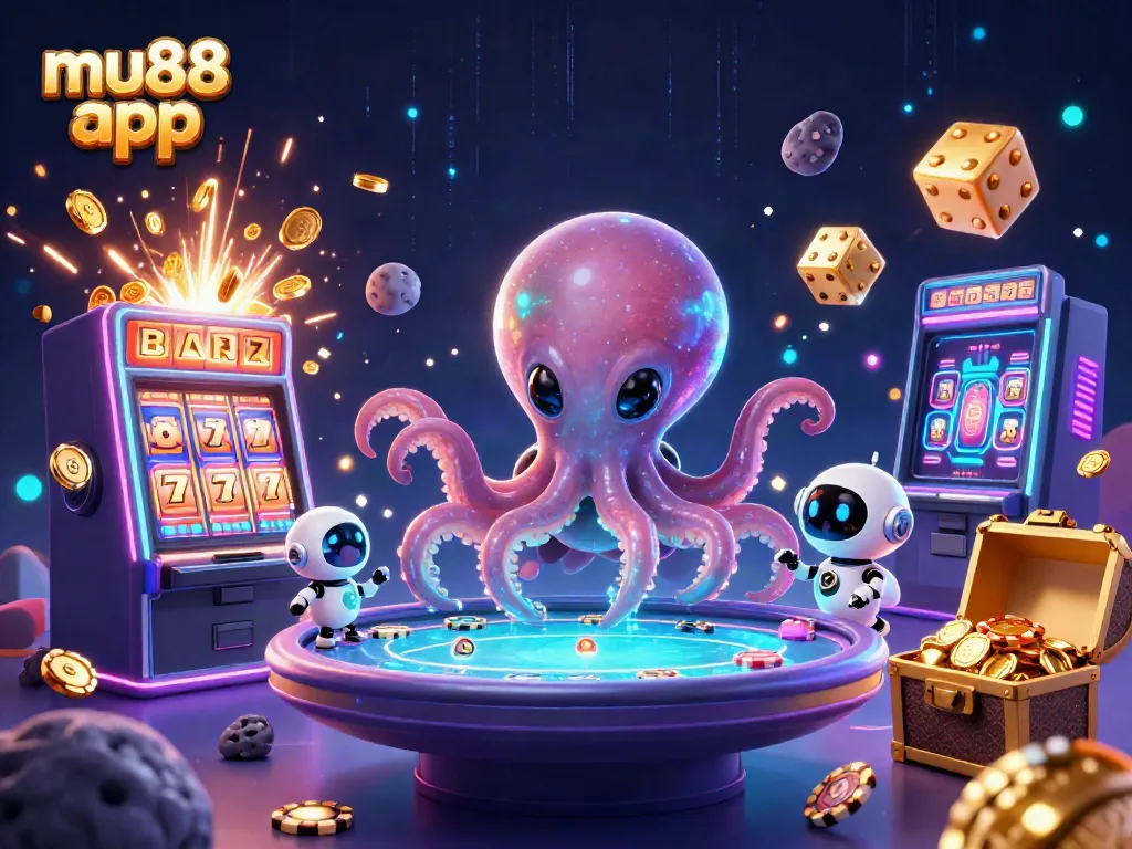 Engage with the mu88 app through a vibrant 3D casino scene filled with alien themes and explosive jackpots.