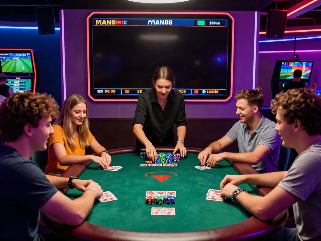 Interactive gaming experience at https://man88pro.com/ with friends at a lively live casino table