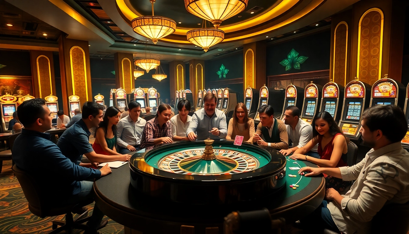 Players enjoying a game at a luxurious casino table featuring MMOO branding.