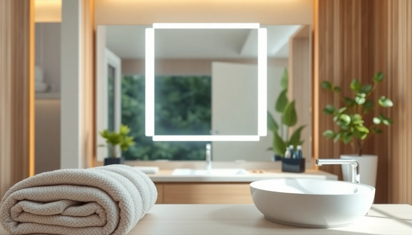 Modern LED mirror showcases light and elegance with mirror and led lights.