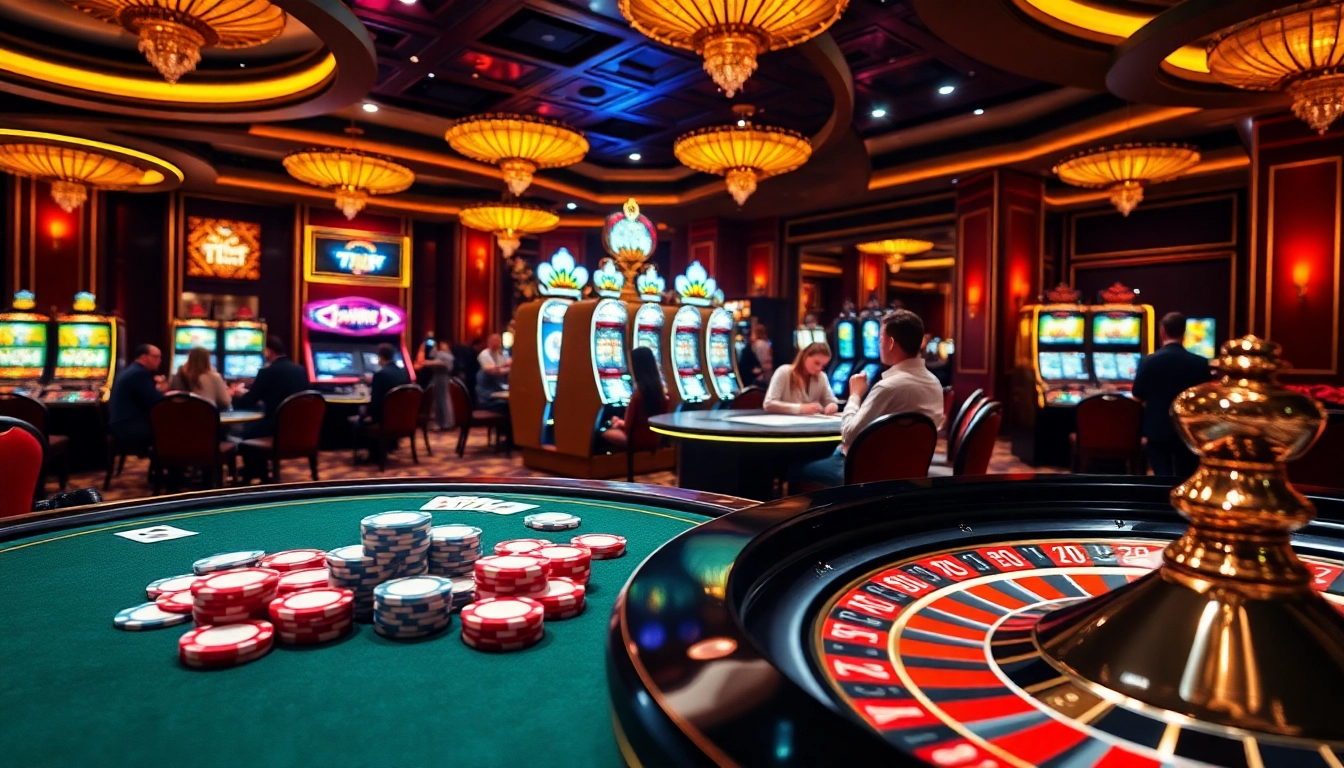 Experience the lively atmosphere of 789f casino with vibrant poker games and roulette excitement.
