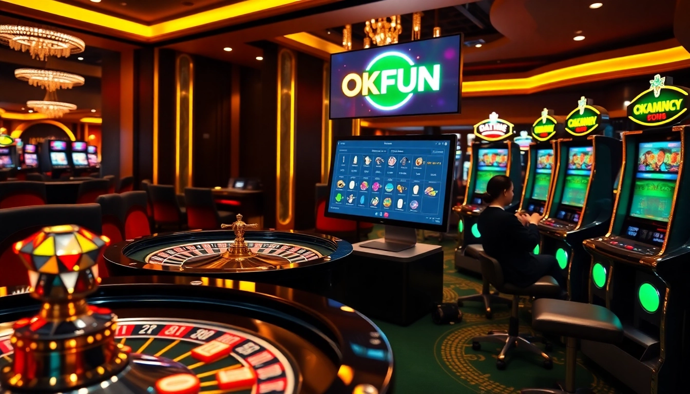 Experience thrilling gameplay at OKFUN with vibrant casino tables and engaging online interfaces.